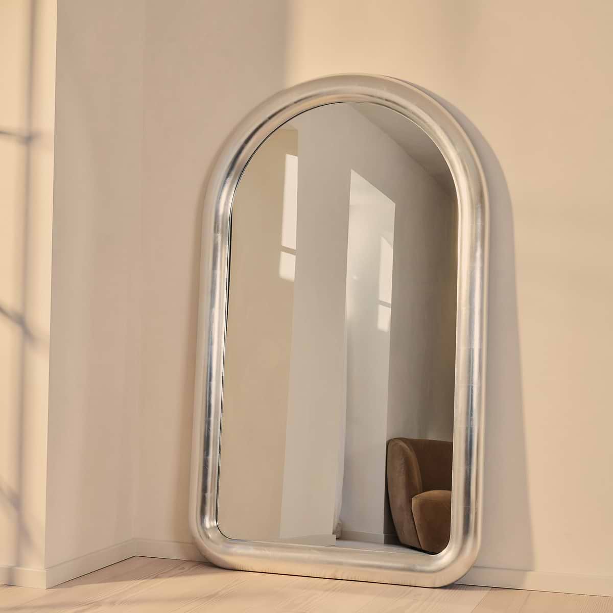 Obsidian - Full Length Arched Brushed Chrome Extra Large Mirror 200cm x 120cm