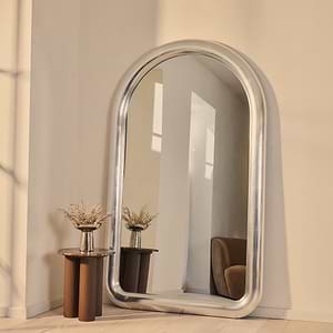 Obsidian - Full Length Arched Brushed Chrome Extra Large Mirror 200cm x 120cm