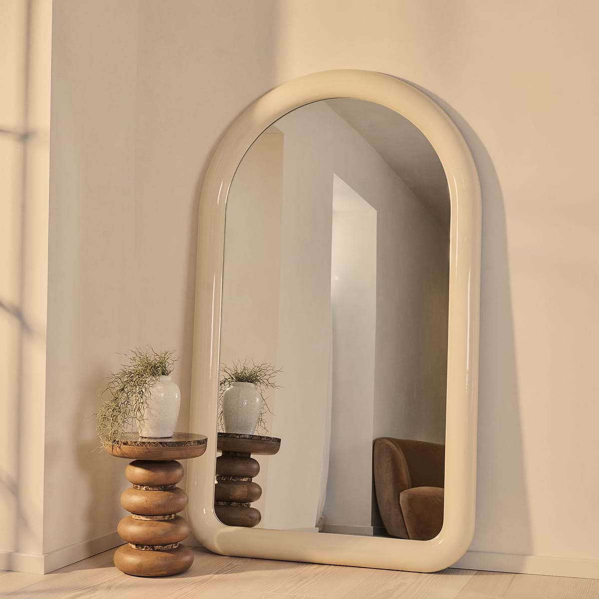 Obsidian - Full Length Arched Ivory Gloss Extra Large Mirror 200cm x 120cm