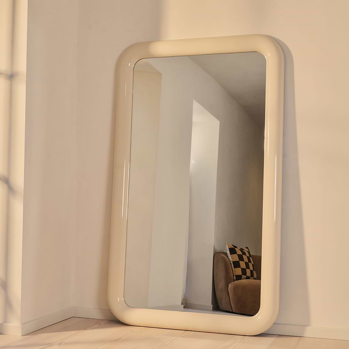 Obsidian - Full Length Rectangular Ivory Gloss Extra Large Mirror 200cm x 120cm