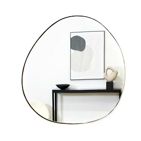 Gold metal pond shaped irregular wall mirror