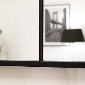 Black Industrial Full Length Metal Window Mirror detail shot of frame