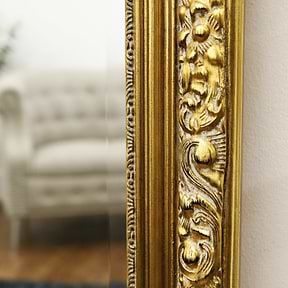 Gold Arched Ornate Overmantle Wall Mirror detail shot of side