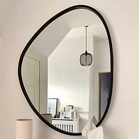 Large Black Irregular Metal Wall Mirror in living room