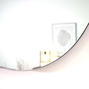 Medium Frameless Pond Mirror alternate detail shot of irregular curve