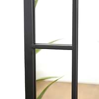 Black industrial full length metal mirror closeup