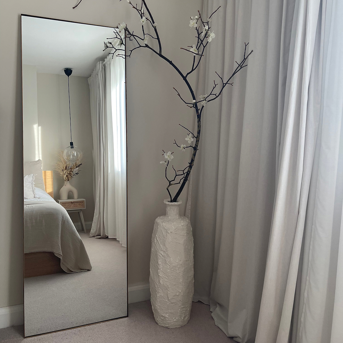 Full Length Gold Rectangular Large Metal Mirror as bedroom lean to