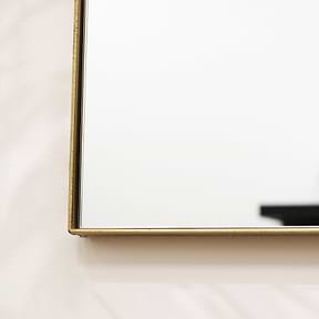 Detail shot of alternate Full Length Gold Rectangular Large Metal Mirror corner