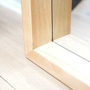 Natural Organic Full Length Wooden Arched Mirror detail shot of corner