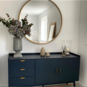 Gold Metal Modern Round Wall Mirror as a hallway mirror