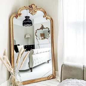 Full Length Extra Large Gold Ornate Mirror in living room