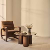 Trivium - Dark Emperador Round Dark Wood Premium Coffee Table