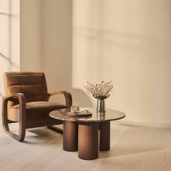 Trivium - Dark Emperador Round Dark Wood Premium Coffee Table