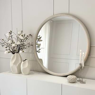 Amora - Large Concrete Round Wall Mirror 100cm x 100cm