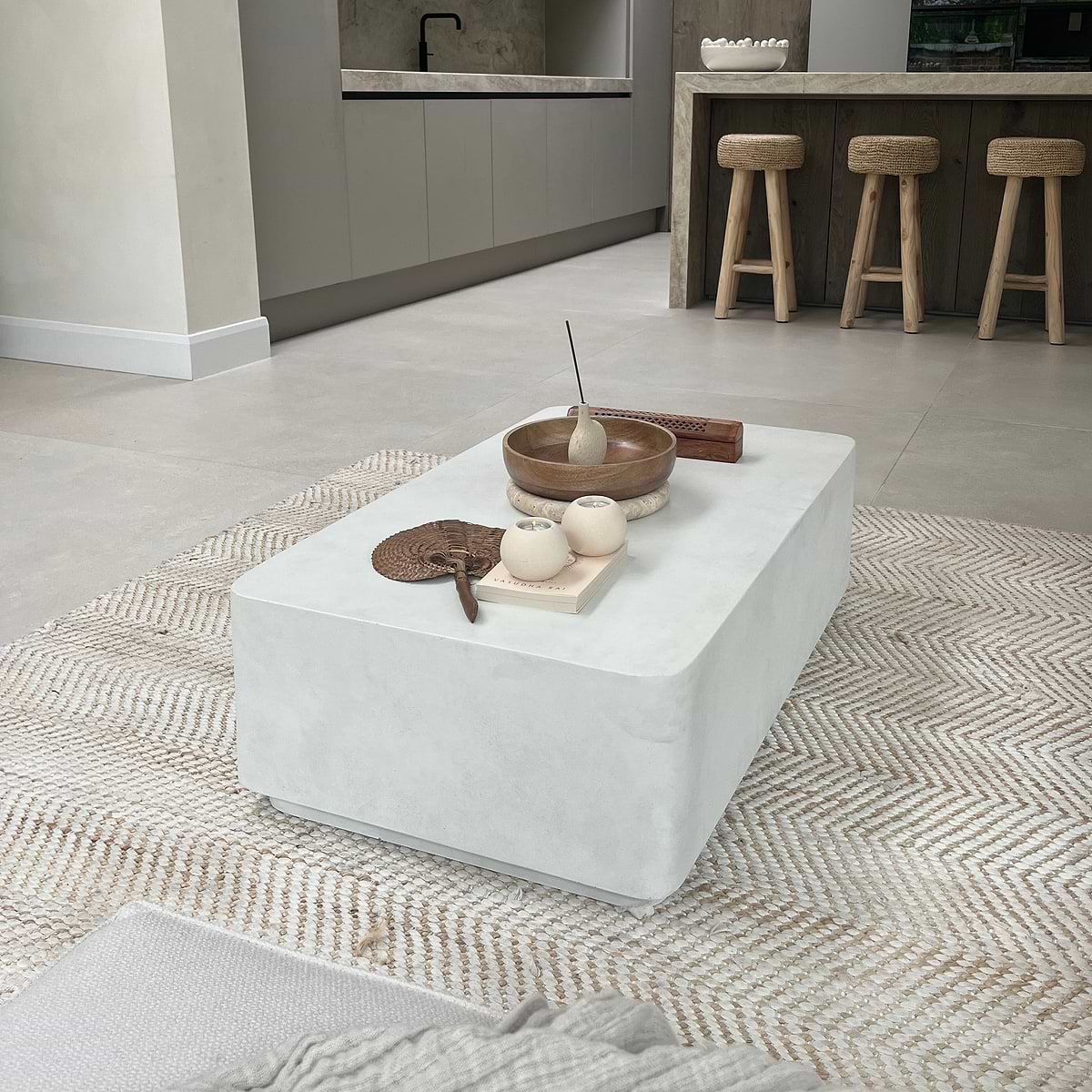 Minimal Concrete Rectangular Coffee Table Large - Angelo