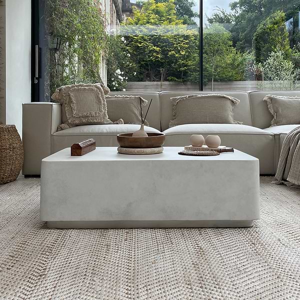 Minimal Concrete Rectangular Coffee Table Large - Angelo