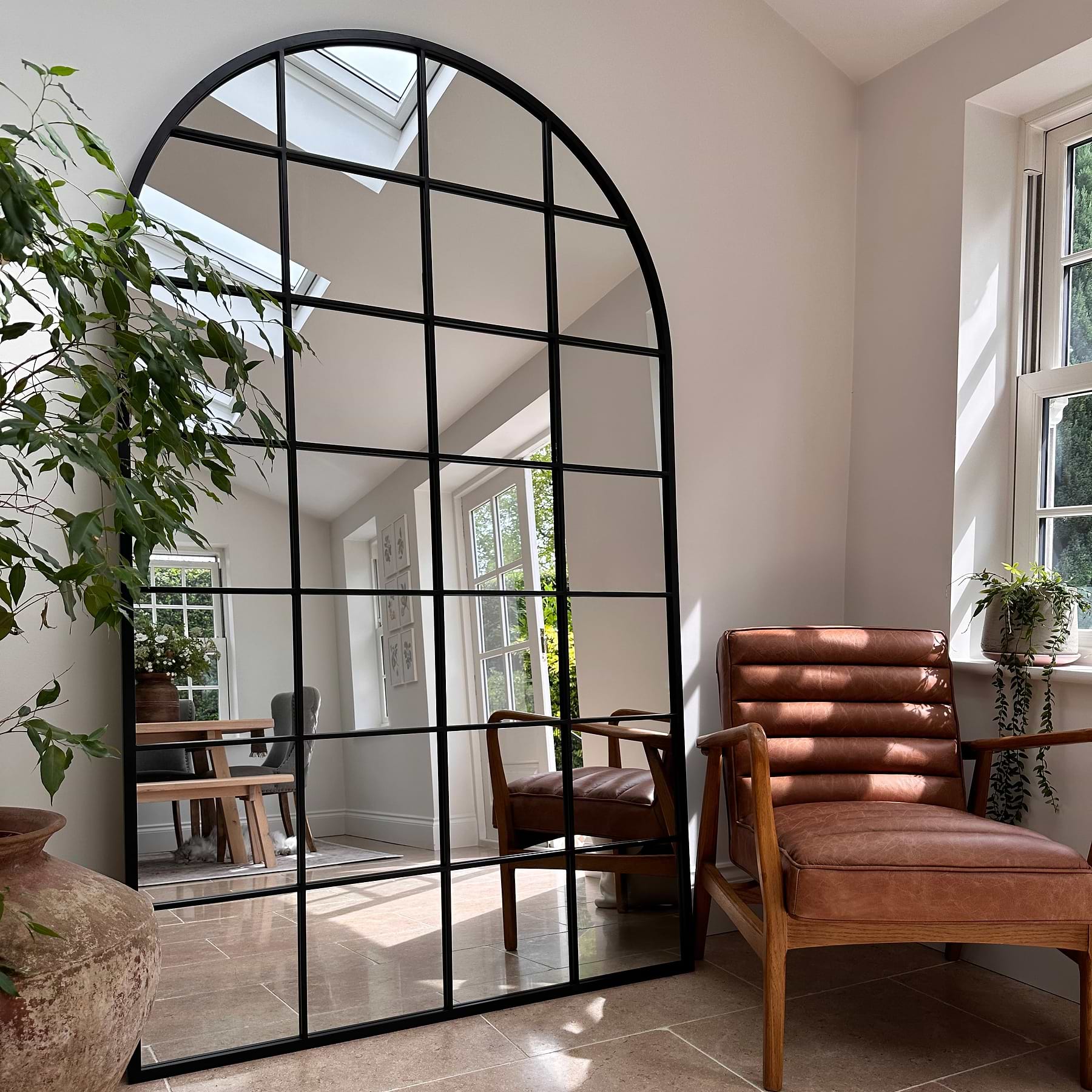 Large Black Arched Mirror