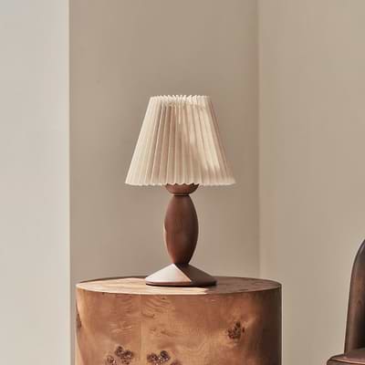 Elba - Dark Wood Pleated Shade Table Lamp