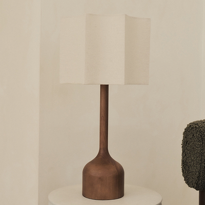 Esme - Dark Wood Inverted Scallop Shade Table Lamp