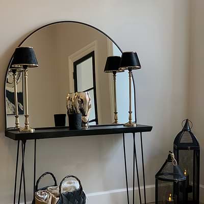 Liberty - Black Wide Arched Metal Overmantle Mirror 120cm x 90cm