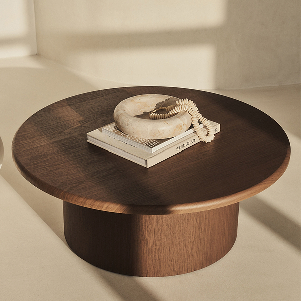 Large Dark Wood Round Wooden Coffee Table - Madison