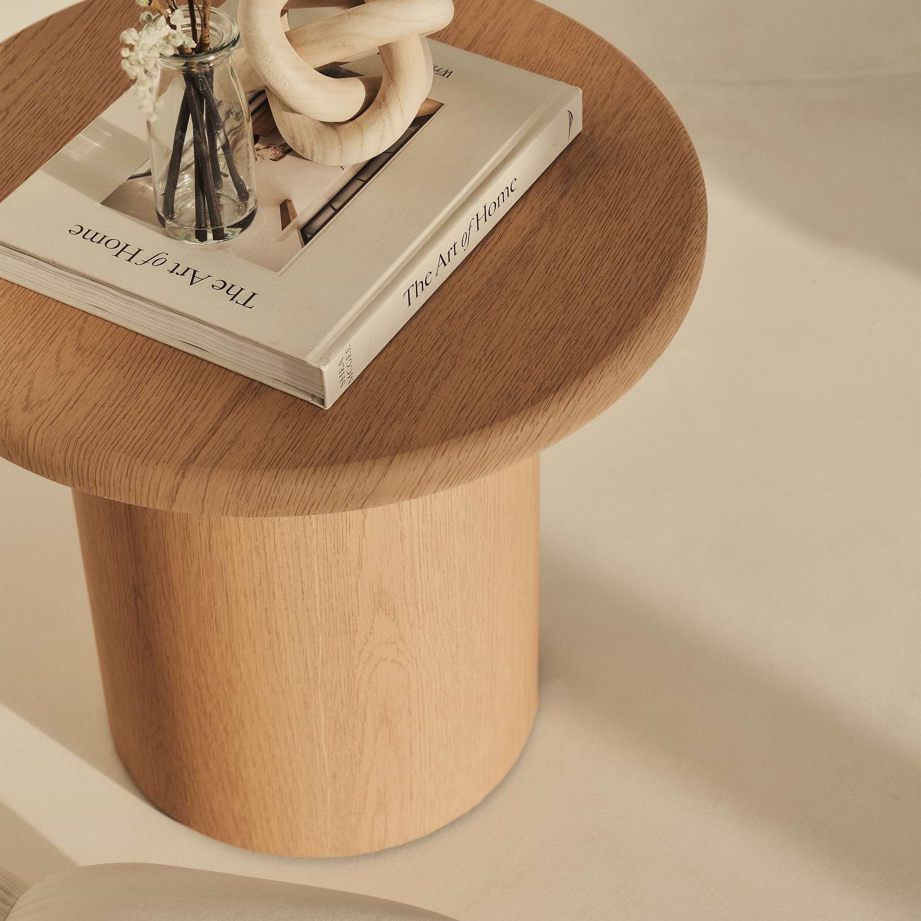 Light Wood Round Wooden Side Table - Madison