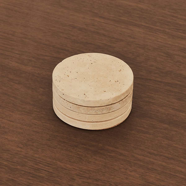 Marbelle - Cream Travertine Coasters Set of 4 Round