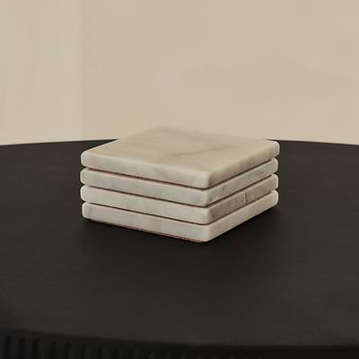 Marbelle - White Marble Coasters Set of 4 Square