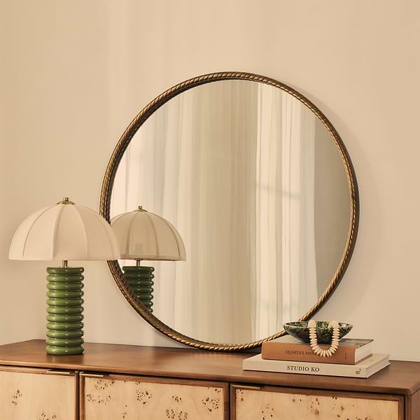 Corra - Antique Bronze Rope Twist Round Metal Wall Mirror 90cm x 90cm