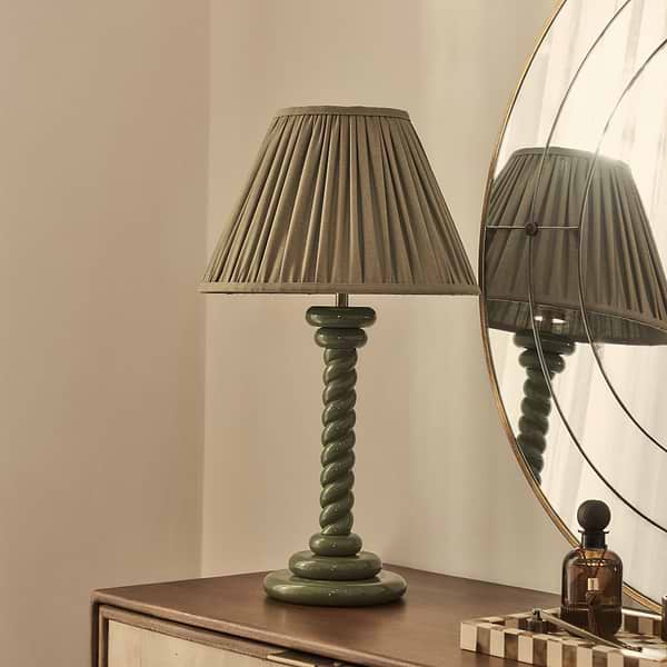 Cordelia - Olive Green Pleated Shade Table Lamp