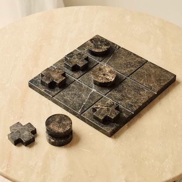 Noughts And Crosses - Dark Emperador Marble Decorative Accessory