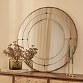 Teramo - Gold Antique Glass Round Metal Wall Mirror 90cm x 90cm