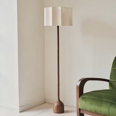 Esme - Dark Wood Inverted Scallop Shade Floor Lamp