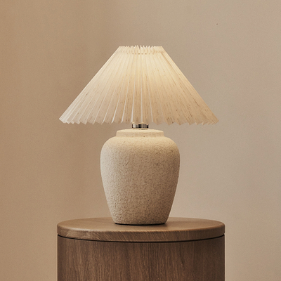Sicily - Stone Ceramic Pleated Shade Table Lamp
