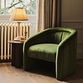 Camille - Curved Velvet Accent Chair Olive