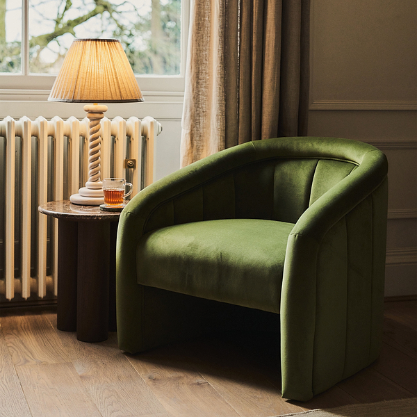 Camille - Curved Velvet Accent Chair Olive