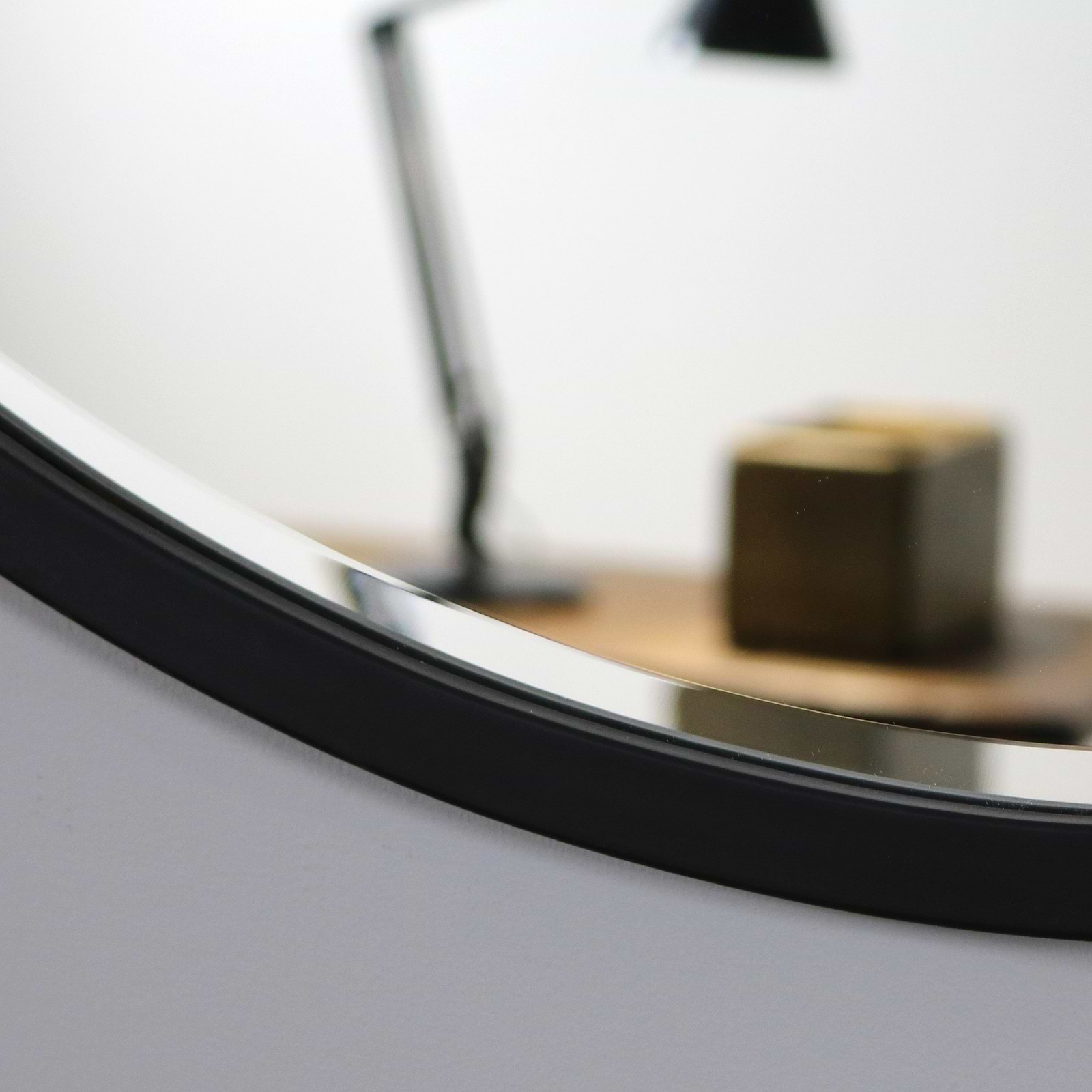 Black Metal Modern Round Industrial Mirror 80cm x 80cm - Higgins