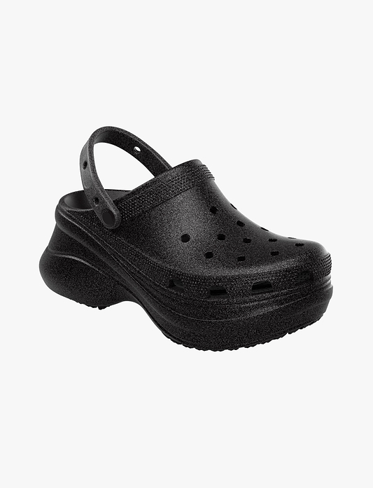 Crocs Bae Glitter Clog -  כפכפי קלוג קרוקס ביי פלטפורמה לנשים בצבע שחור נצנצים