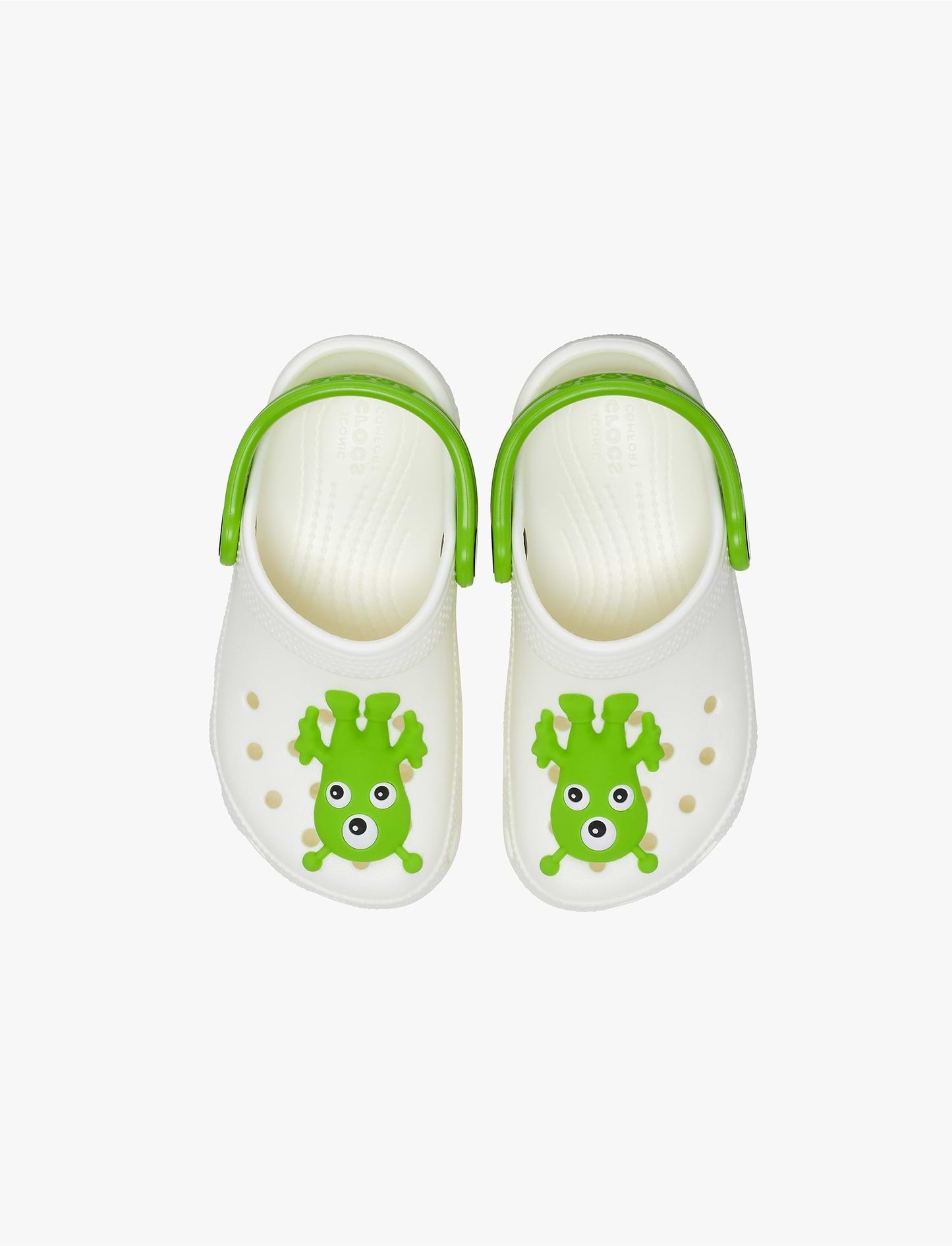 Crocs Classic Glow Alien Clog T - כפכפי קרוקס קלוג בצבע לבן עם דמות חייזר ירוק