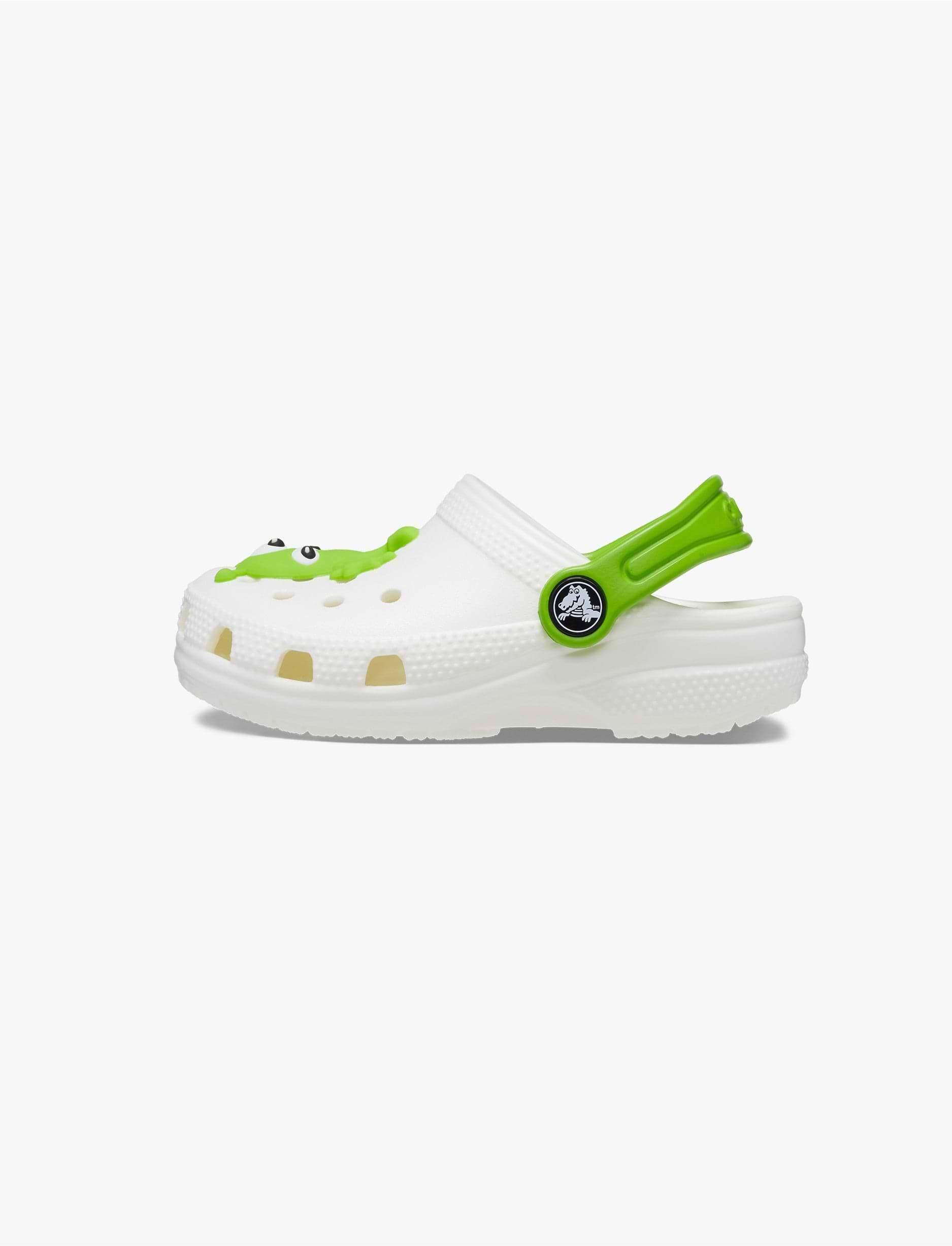 Crocs Classic Glow Alien Clog T - כפכפי קרוקס קלוג בצבע לבן עם דמות חייזר ירוק