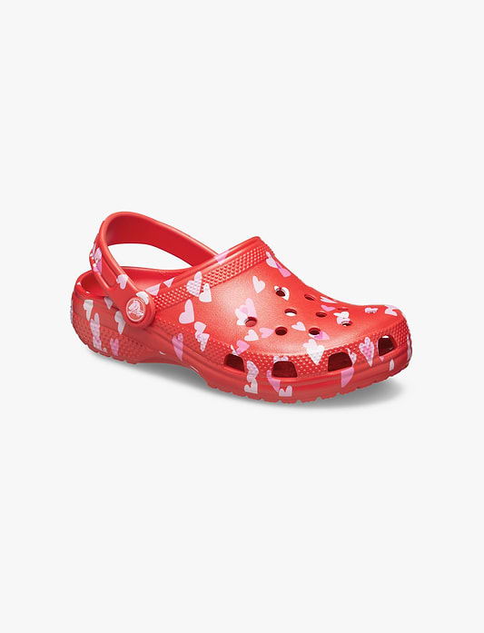 Crocs Classic VDay Clog T - כפכפי קרוקס לילדות בהדפס לבבות בצבע ורוד מידות קטנות