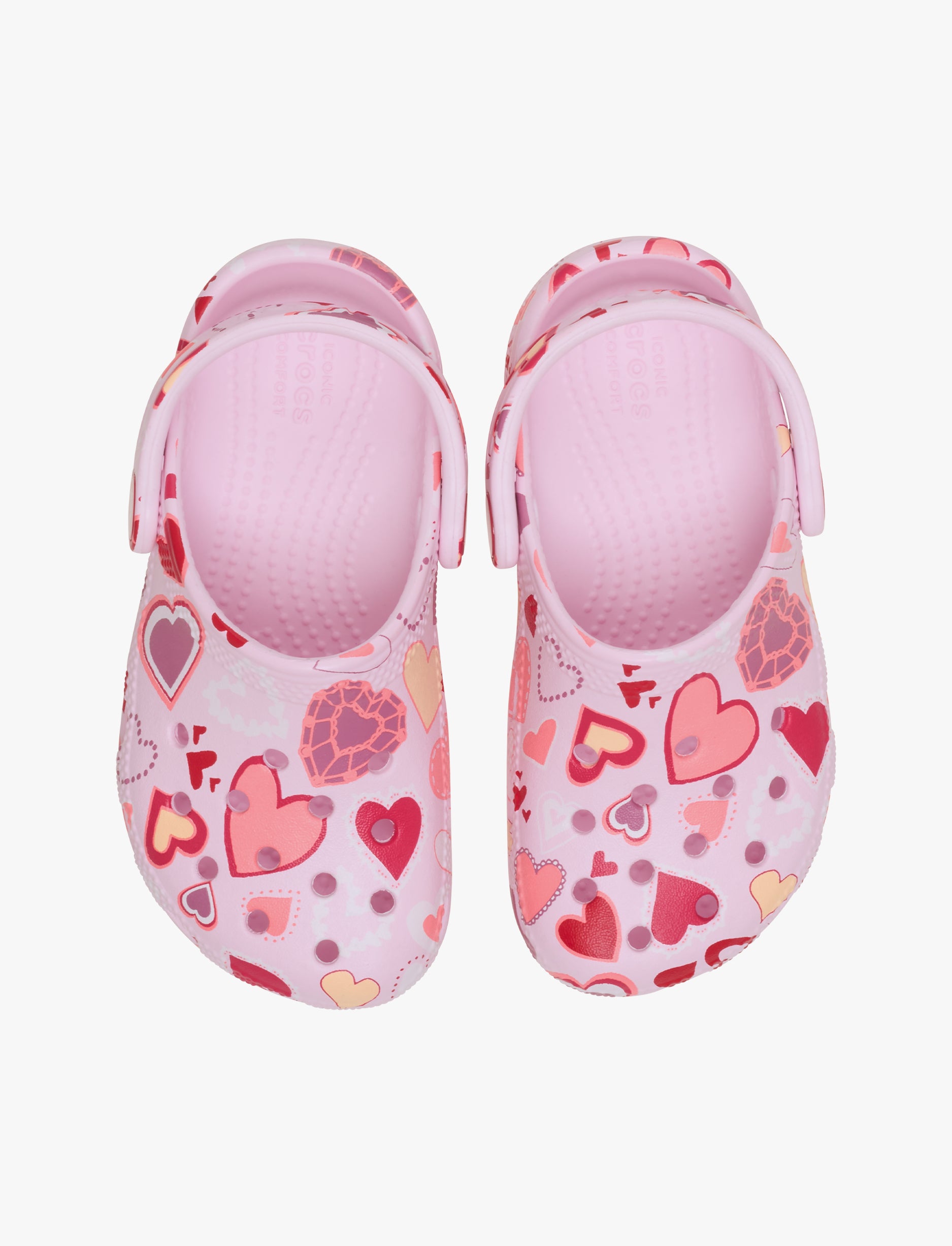 Crocs Classic VDay Clog T - כפכפי קרוקס לילדות בהדפס לבבות בצבע ורוד מידות קטנות