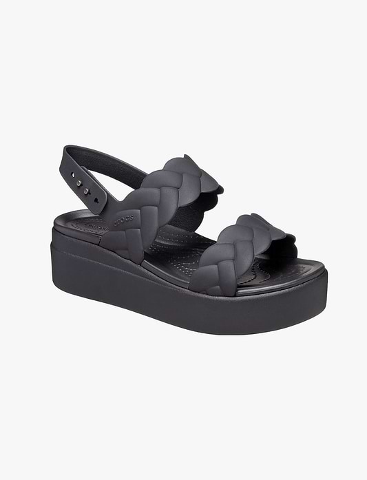 Crocs Brooklyn Woven Upper Low Wedge  -  סנדלי פלטפורמה קרוקס ברוקלין לנשים בצבע שחור