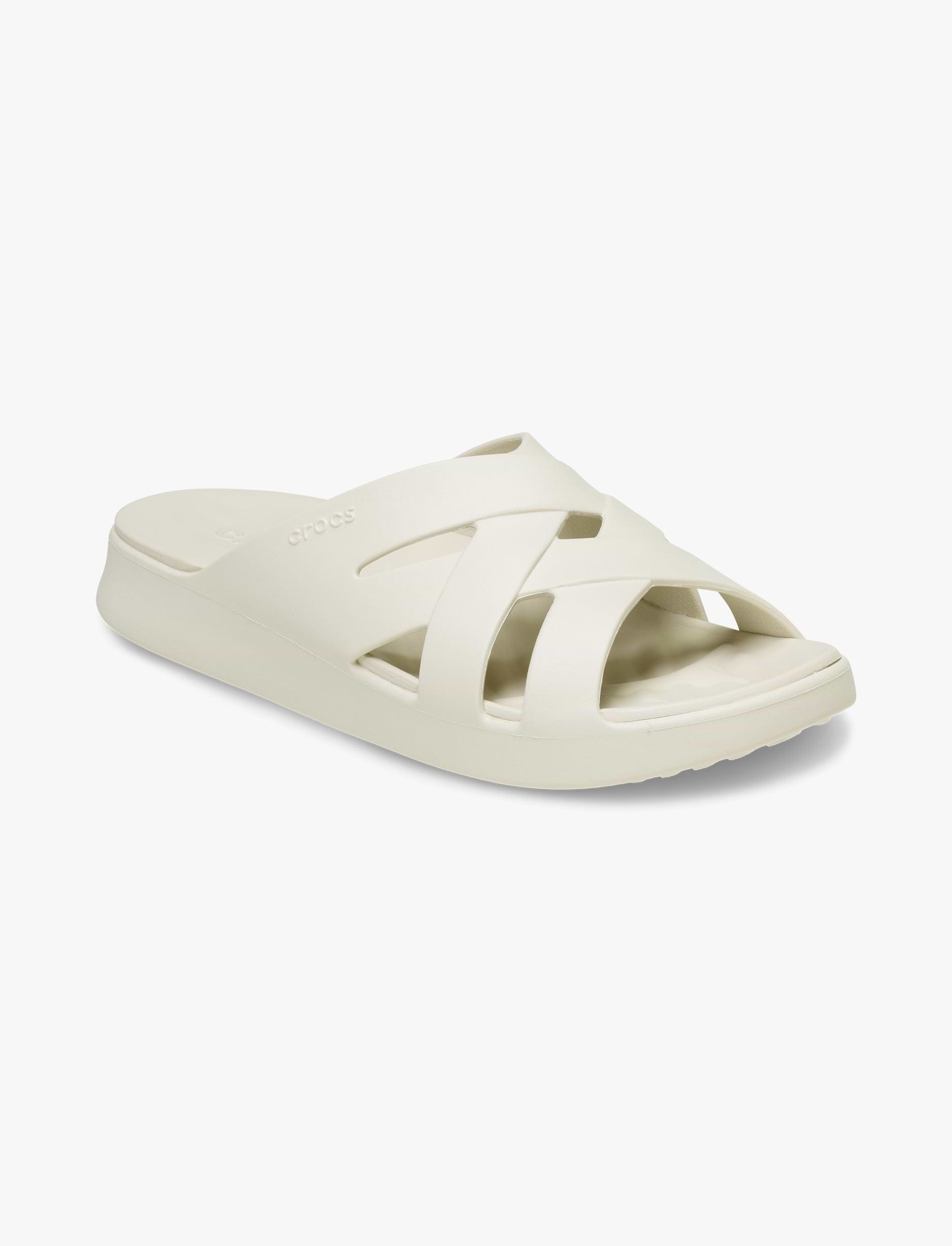 Crocs Getaway Weave Slide - כפכפי סלייד קרוקס לנשים בצבע אבן חול