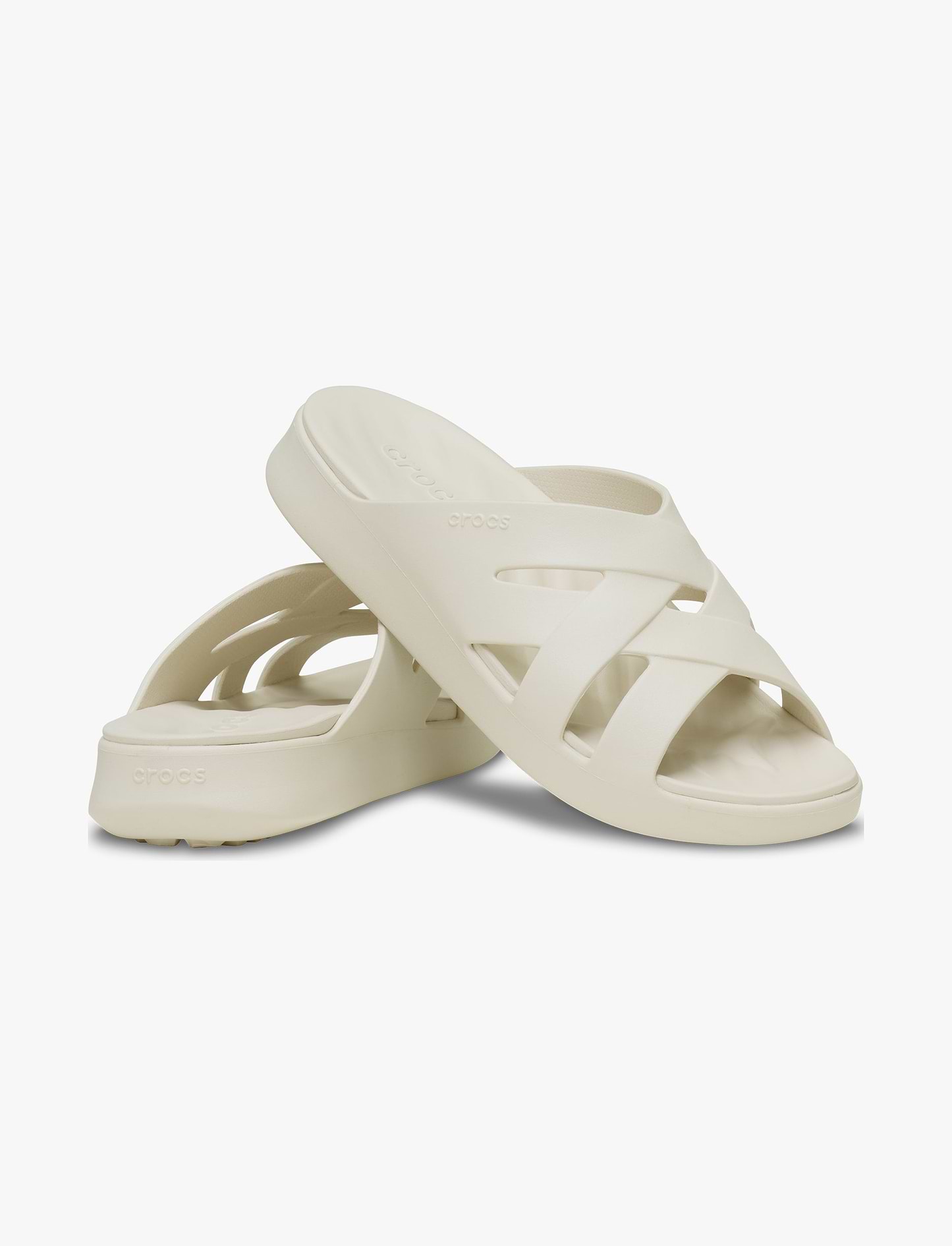 Crocs Getaway Weave Slide - כפכפי סלייד קרוקס לנשים בצבע אבן חול