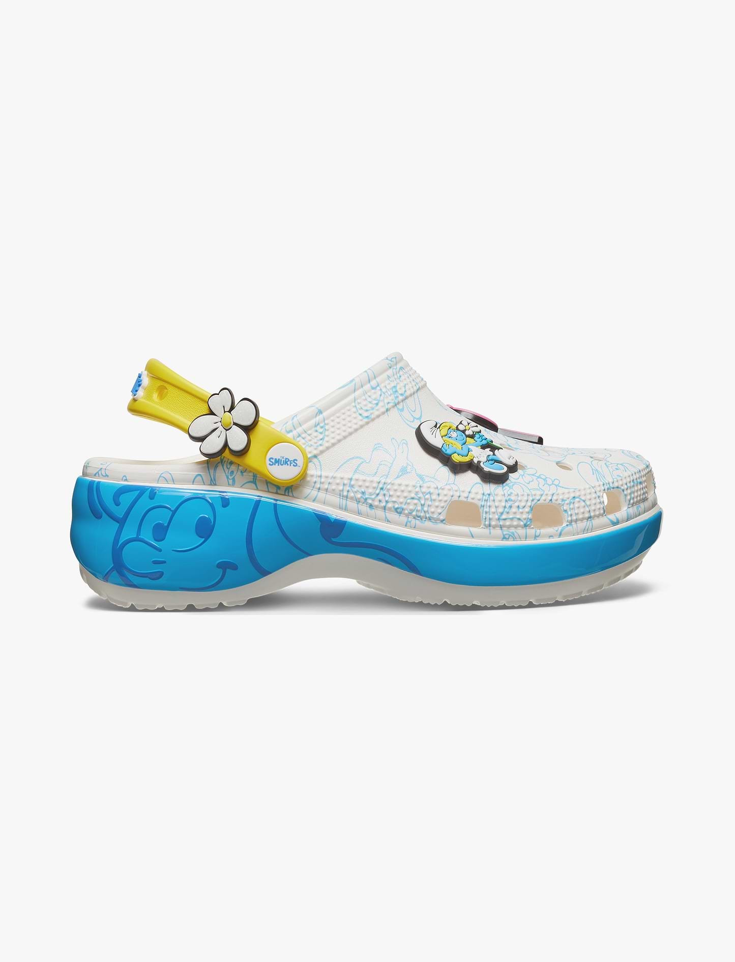 Crocs Smurfs Platform Clog - כפכפי קרוקס קלוג פלטפורמה הדרדסים לנשים בצבע לבן/תכלת