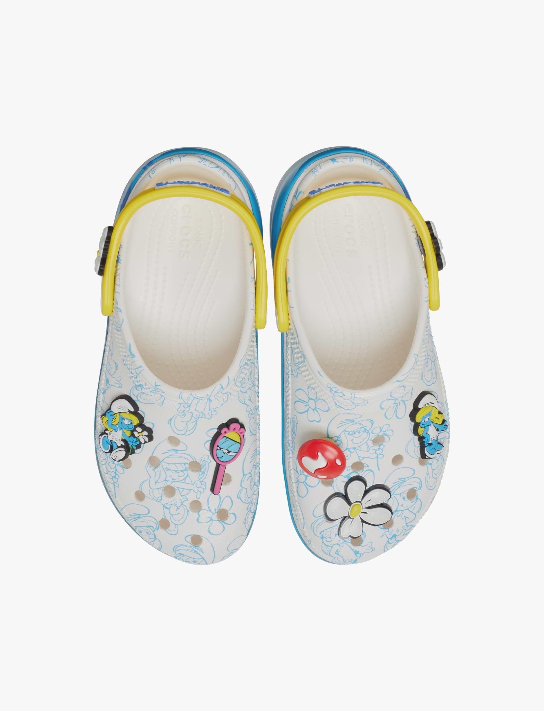 Crocs Smurfs Platform Clog  - כפכפי קרוקס קלוג פלטפורמה הדרדסים לנשים בצבע לבן/תכלת