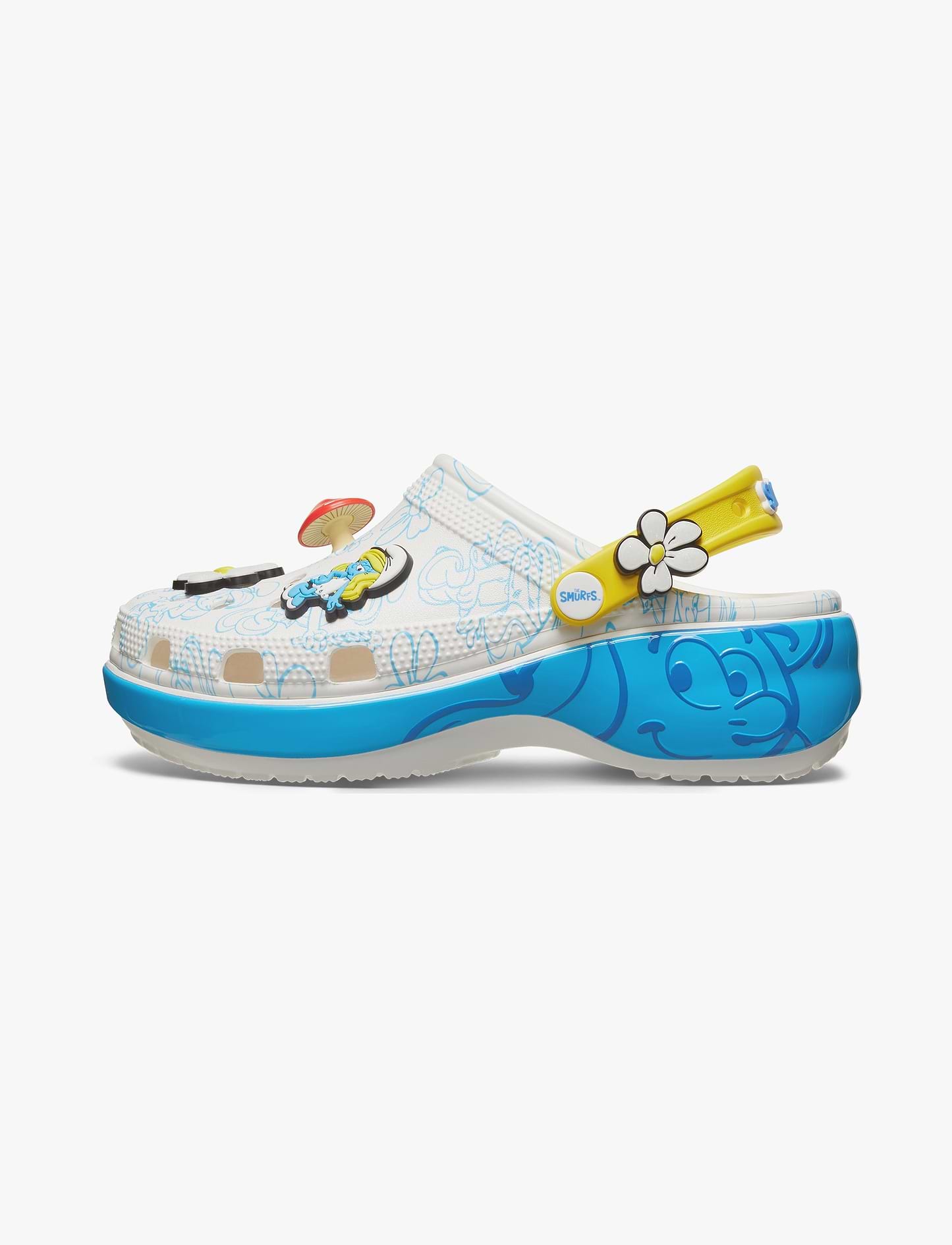 Crocs Smurfs Platform Clog - כפכפי קרוקס קלוג פלטפורמה הדרדסים לנשים בצבע לבן/תכלת