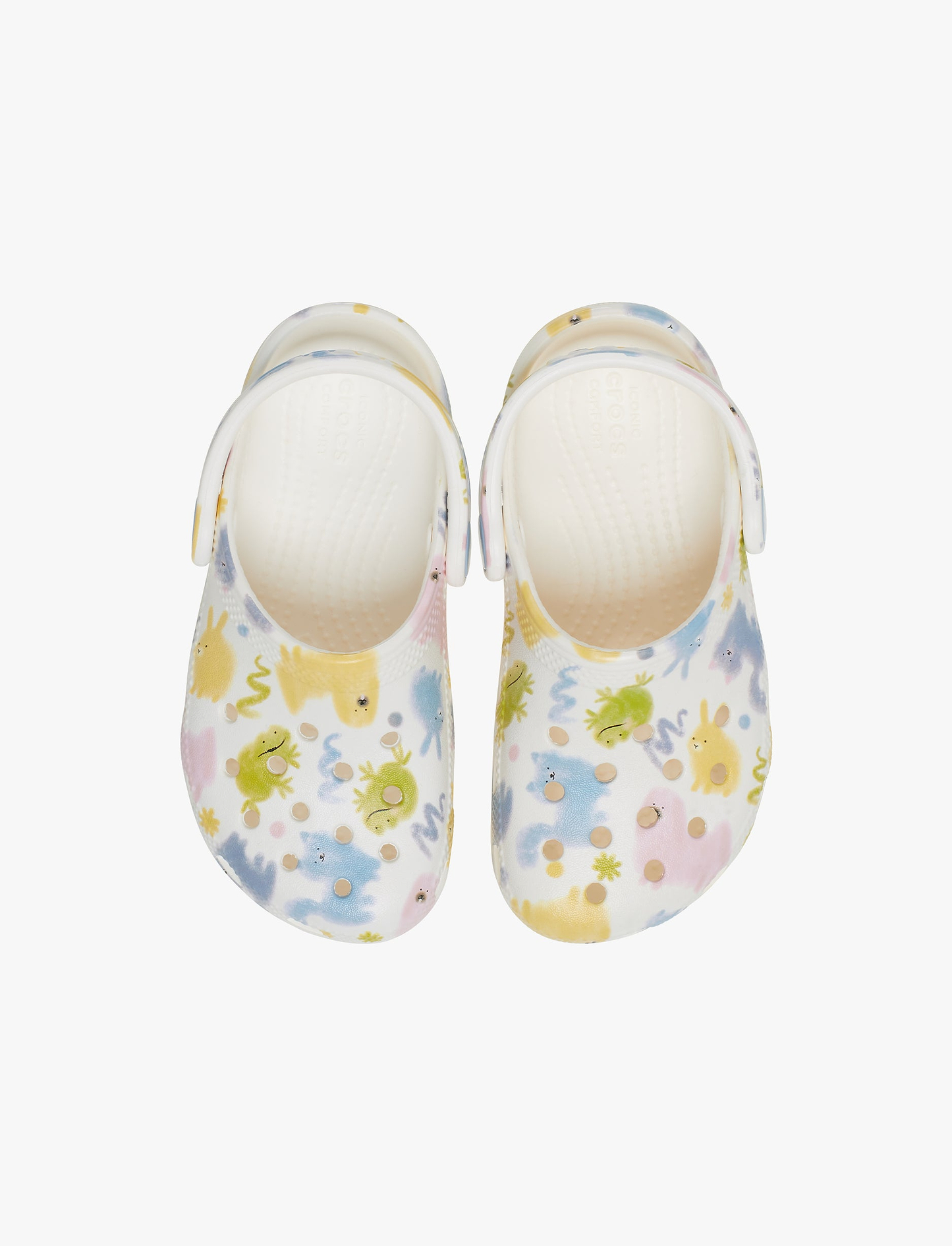 Crocs Classic Pastel Pets Clog T- כפכפי קרוקס לילדים בצבע לבן גיר בהדפס צבעוני מידות קטנות