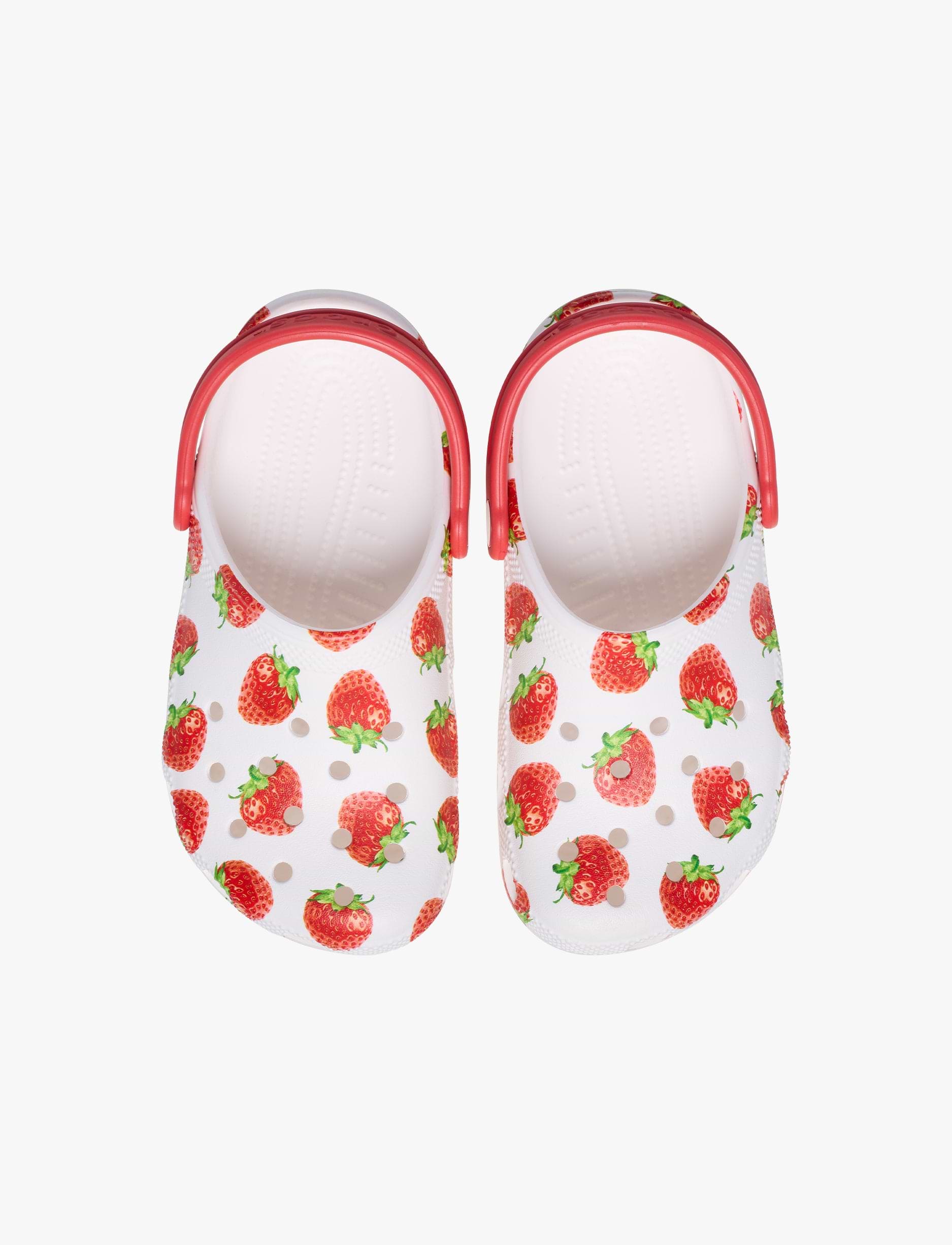 Crocs Classic Fresh Fruits K -  כפכפי קרוקס לילדים בצבע לבן בהדפס תותים אדומים